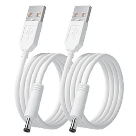 2 Pack 5V USB Charging Cable for FOREO Luna Series Facial Cleanser, Electric Toothbrush Charger Cord for Fairywill, Sonic, Initio, Dnsly, Bitvae, DC 5V USB Cable for Hatch Baby Rest Mini (5FT, White)