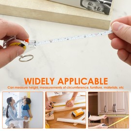 15/30 unidades, cinta métrica portátil, mini cinta métrica flexible, llavero multifuncional, pequeña cinta métrica para medición de altura (plata, 30)