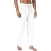AITFINEISM - Pantalones de algodón y lino para hombre, cintura