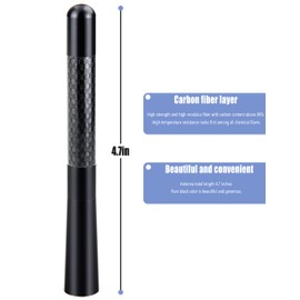 Tecreddy Short Car Antenna Mast Carbon Fiber Truck Vehicle Replacement Antenna 4.7 inch Compatible with Ford, Dodge, Toyota, Nissan, Mazda