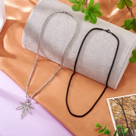 Crafans 4Pcs Twisted Chain Necklace 2/3/4/5 mm Thick Stainless Steel Curb Chain Necklace Black & Stainless Steel Colors Wheat Choker Chains for Men Women