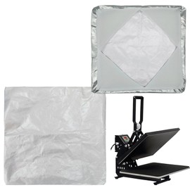 2 Pieces Wrap Cover for Heat Press Platen, 15 x 15 Inch Reusable Sheets Pad Mat Pillow Protector for Sublimation Heat Pressing Machine (Silver and White)
