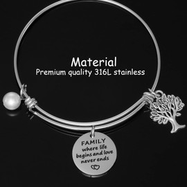 HUTIMY Family Tree Bracelet Family Where Life Begins and Love Never Ends Bracelet Jewelry for Mom