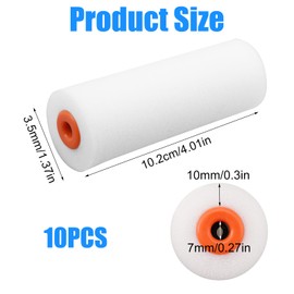 10 Stück Farbroller Klein 10cm, Farbroller Wandfarbe Mini Farbroller Pinsel, Lackierwalze Schaumstoff mit Hoher Dichte, Farbrollen für Familienzimmer Wand Architekturdekoration und Malerbedarf