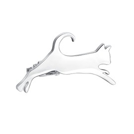 Yoursfs Unique Silver Cat Tie Clips for Men Novelty Jumping Cat Tie Bar Clip Animal Tie Pin Clothing Accessories Giving