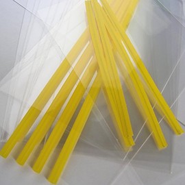 50pcs 6" Yellow Plastic Lollipop Sticks + 50 Bags + 50 Paper Yellow Twist Ties