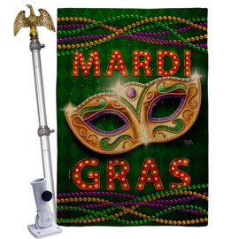 Mardi Gras Fun Decorations Home Decor Burlap Banner Room Wall Art Patio Porch Lawn Garden Flag Pole Outdoor Tapestry Yard Sign Masquerade Party Spring Carnival Festival Holiday French Gift Made In USA