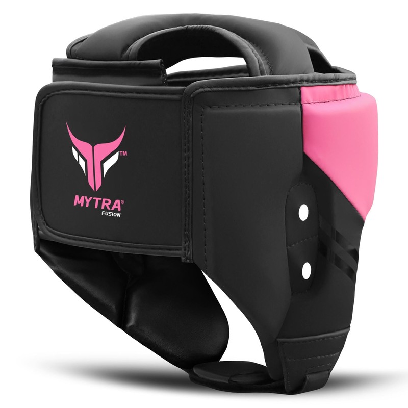 Mytra Fusion Black-90 Boxing Head Gear, Black/Pink, L