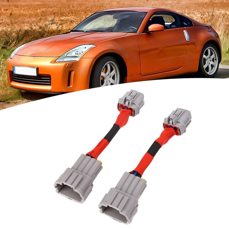 2PCS Headlight Conversion Adapter Wiring Harness Dustproof Fit for 350z
