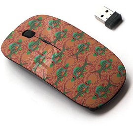 2.4G Wireless Mouse with Cute Pattern Design for All Laptops and Desktops with Nano Receiver - Embroidery sea Life Collection Classical
