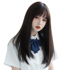 KOME Women's Long Full Wig, Lolita Cosplay, Small Face, Natural, Heat Resistant Wig, Long Wig, Bangs, Cosplay, Natural, Small Face, Heat Resistant