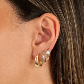 Kenivira 3 Pairs Gold Hoop Earrings For Women 14K Gold Plated Earrings Chunky Gold Hoop Earrings Set Hypoallergenic Lightweight Small Gold Hoop Earrings for Women