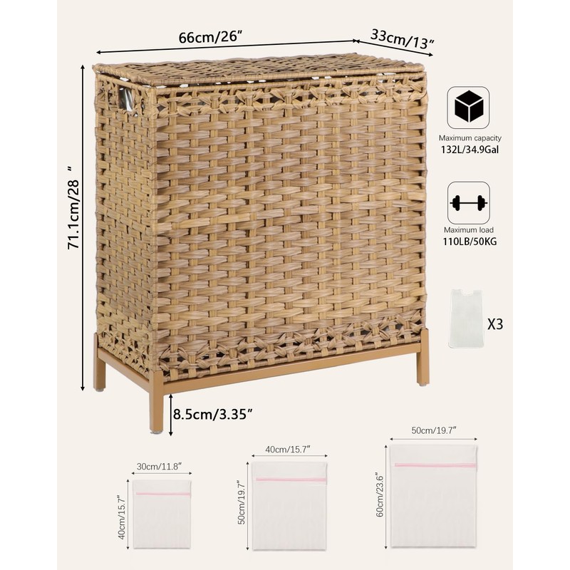 SETVSON Laundry Hamper with Lid 132 L, (35 Gallons) Clothes