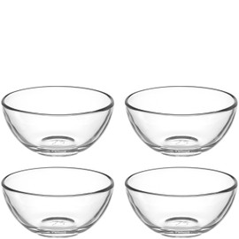 LEONARDO HOME Cucina Bowl Set • Set of 4 • Dessert Bowls • Snack Bowls • Small Bowls for Dips and Side Dishes • Stackable • Suitable for Everyday Use • For Kitchen, Buffet, Table • Height 4.3 cm • Clear • 066345