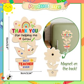 HOWAF Thank You Teacher Gifts for Women Men, Thank You Teacher Card with Teacher Wooden Fridge Magnet, Thank You Gifts for Teachers, Teaching Assistant, Pre School, Nursery Teacher Leaving Gifts