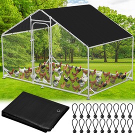 Nuanchu Chicken Coop Cover Waterproof and UV, 11.3 * 6.3 FT Chicken Run Cover for Winter with 18 Ball Bungees Cords Coop Tarp Shade Cloth for Large Coop Walk in Run Pen(Black)