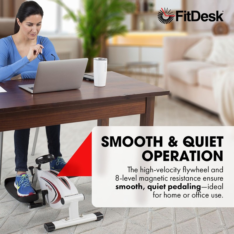 FitDesk Mini Elliptical Machine, Compact Under Desk Cycle for Home