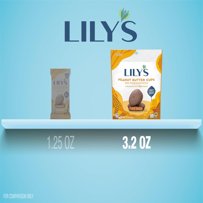 LILY'S Milk Chocolate Style Peanut Butter Cups No Sugar Added,