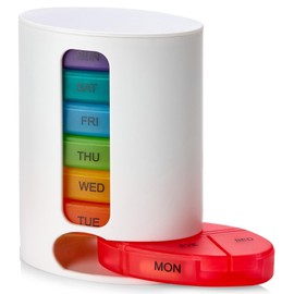 MEDca Pill Dispenser 1 Dispenser 7 Stackable Multi-Colour Compartments Four Times a Day - Morning, Noon, Evening and Bedtime, White