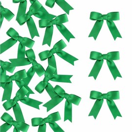 Meseey 50 Pcs 2.5 Inches Twist Tie Grosgrain Ribbon Bows Pretied Premade Craft Bows for Treat Bags Gift Wrapping Basket Wedding Baby Shower Brithday Christmas Party (2.5", Emerald Green)