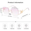 Appassal Oversized Rimless Sunglasses for Women Men Square Butterfly Y2k