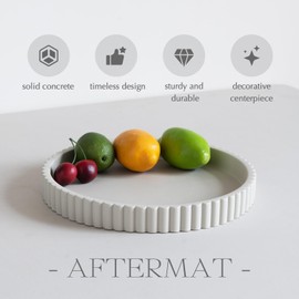 AFTERMAT 2PC Decorative Tray for Coffee Table Tray Decor, Concrete Gray Round Tray Home Decor Tray, Table Trays Decorative