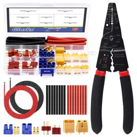 Glarks 45Pcs Wire Stripping Tool and XT60/EC3/T-Plug Deans XT60 Male and Female Connector with 14 Gauge Silicone Wire Heat Shrink Tubes for RC ESC Lipo Battery Motor