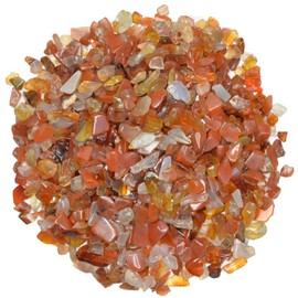Hypnotic Gems: 1/2 lb of Polished Carnelian Natural Rock Chips with Info Card - Tumbled Stones for Vases, Fountains, Art and Crafts, Jewelry Making, Crystal Healing and More!