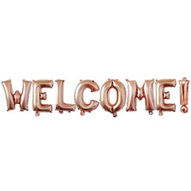 AnnoDeel 16inch WELCOME Letter Balloons, Rose Gold Alphabet Foil Mylar Balloons for Welcome Party Decoaration supply