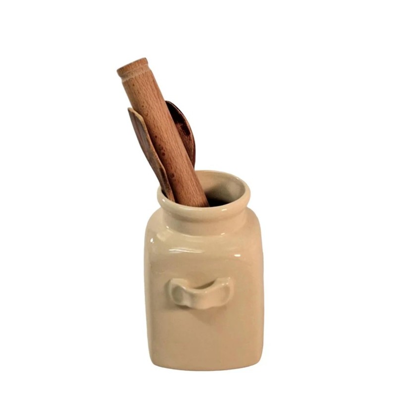 Fyne-Finds Ceramic Cream Utensils Holder Cutlery Storage Pot with Handles