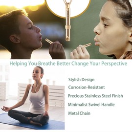 anxiety relief breathing necklace,anapana breathing necklace,calms for anxiety,Durable Stainless steel necklace, Meditation Breathing Practice for relaxation gifts for women (03#) (Style A- glod)