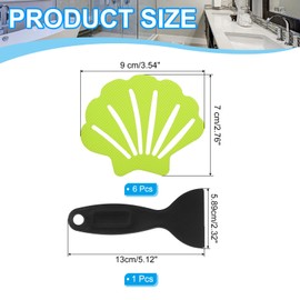PATIKIL Bathtub Non Slip Stickers 3.54x2.76 Inch, 6 Pack Shell Safety Shower Floor Anti Slip Stickers with Adhesive Decals Scraper for Bath Tub Shower Floor Stair, Light Green
