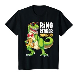Kids Ring Dude Shirt Boys T Rex Wedding Party Ring Bearer Saurus T-Shirt