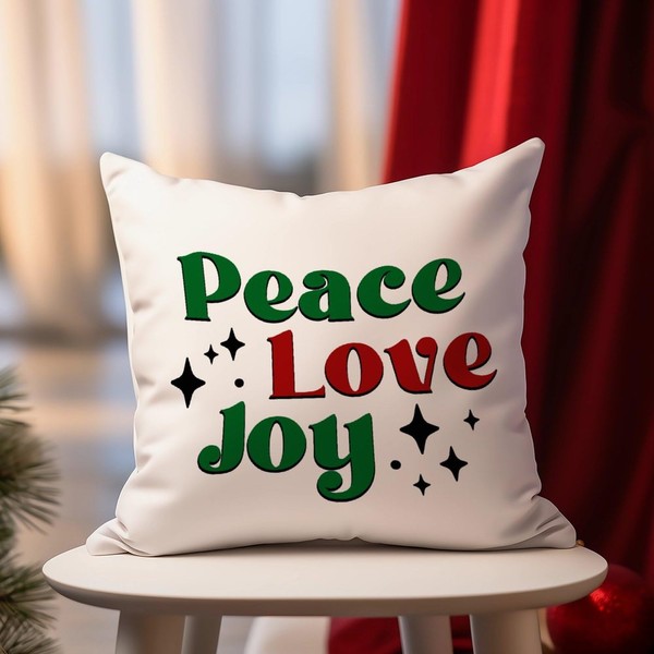 Luckluccy Throw Pillow Cover Peace Love Joy Pillowcase Quote Saying