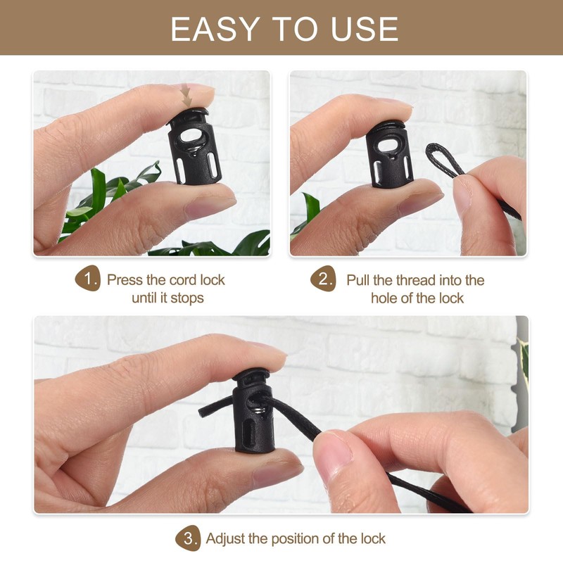 sourcing map 30Pcs Plastic Cord Lock Draw String Single Hole