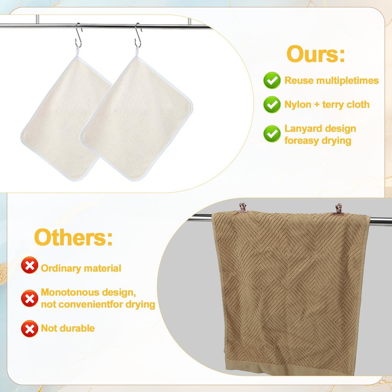 6 Pcs Nylon Exfoliating Wash Cloths Set 15.7 x 11.8