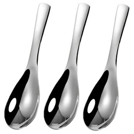 RoLith 3 Pieces Stainless Steel Korean Soup Spoons, High Grade, Durable, Ergonomic, Dishwasher Safe
