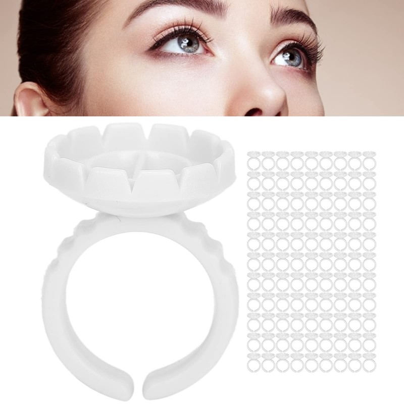 Pack of 100 Eyelash Glue Ring Cup, Disposable Eyelash Extension