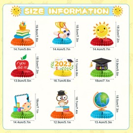 9 Pcs Kindergarten Graduation Honeycomb Centerpieces Preschool Graduation Party Decorations Class of 2023 Graduation Table Centerpieces Congrats Grad Party Table Toppers for Kids Graduation Party