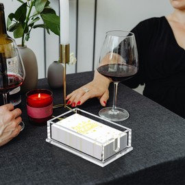 Napkin Holder fo Table, Acrylic Napkin Paper Towel Holder for Kitchen, Clear Acrylic Guest Towel Holder Tray for Bathroom, Cocktail Napkin Holder for Dinner (Rectangle Clear 8+10MM)