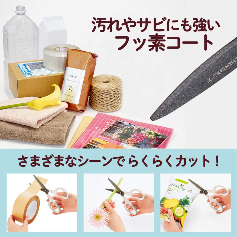 Plus Scissors SC-175SFN Fit Cut Curved Fluorine 3D Blade, White,