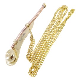 Ares India 5" Brass Copper Boatswain Whistle With Chain Bosun Call Pipe Maritime Nautical