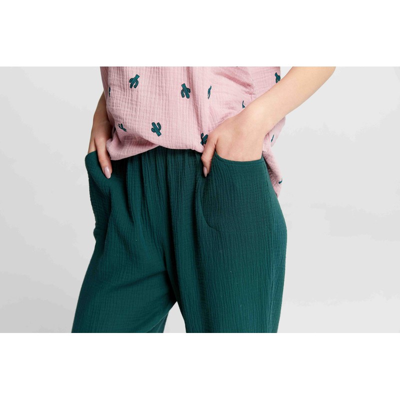 Womens Soft Cotton Pajama Set (Pink-Long Medium)