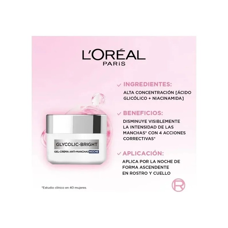 Gel Crema Noche Antimanchas L'oréal Paris Ácido Glicólico