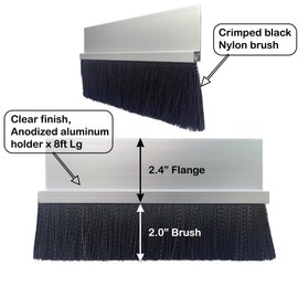 JaCor Heavy-Duty 2 in. Nylon Brush Seal Weatherproofing, 2.0 in. Brush Seal x 2.4 in. Straight Holder x 4 ft Long (2pk)