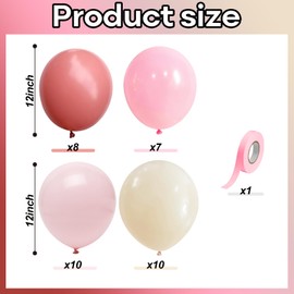 Pink Balloons, 35PCS Light Pink Pastel Pink Cream Balloons, Dusty Blush Pink Beige Latex Balloons for Girls Women Birthday Wedding Bridal Baby Shower Boho Princess Theme Party Decorations Supplies