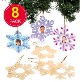 Baker Ross Weihnachtliche Holzfotorahmen-Anhänger Schneeflocke für Kinder zum Basteln und Bemalen – Kreatives, weihnachtliches Bastelset für Kinder (8 Stück)