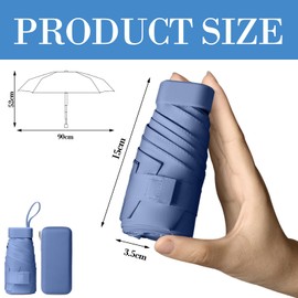 wodehahagou Mini Umbrella Compact Umbrella Small Umbrella Mini Umbrellas for Women Handbag Size Pocket Umbrella Travel Umbrella Handbag Umbrella Portable Uv Protection Umbrella with Storage Box(Blue)