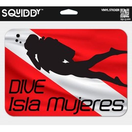 Squiddy Dive Isla Mujeres - Vinyl Sticker for Car, Laptop, Notebook (5" Wide)