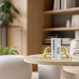 Liebemode Heart Decorative Bookends, Gold Book Ends Heavy Duty Book Holders for Shelves Home Office Desk Bookshelf Decor